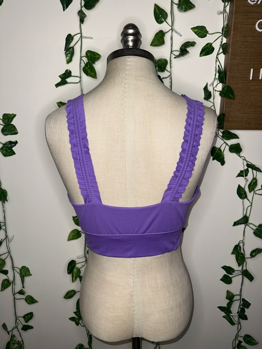 Sincerely Jules Active Ruffle Strap Athletic Top Low Support Purple - Picture 2 of 3